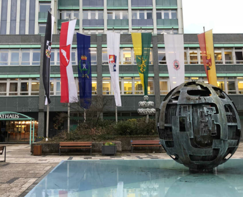 Der Brunnen vor dem Bayreuther Rathaus