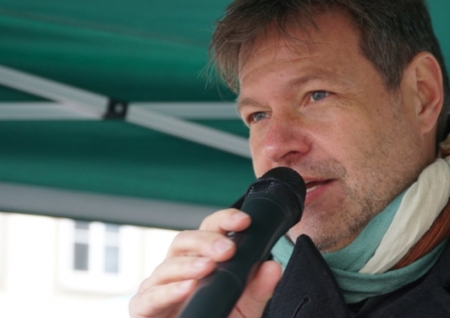 Robert Habeck: Der Bundesvorsitzende der Partei Bündnis 90/Die Grünen in Bayreuth. Foto: Raphael Weiß