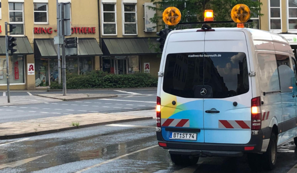 Wasserrohrbruch in Bayreuth. Foto: Redaktion.