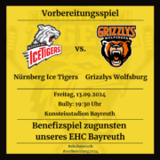 Das Benefizspiel findet zwischen den Tigers und den Grizzlys im Kunsteisstadion Bayreuth statt. Der gesamte Erlös geht an den EHC Bayreuth. Foto: EHC Bayreuth